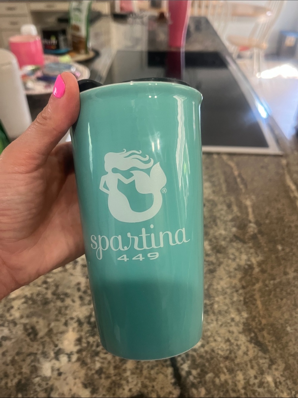 Spartina 449 Teal Travel Tumbler with White Logo